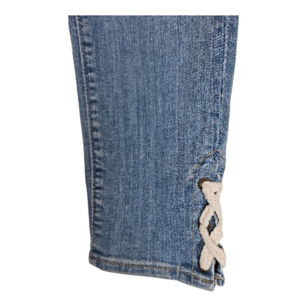 Ann Taylor LOFT Capri Jeans w/ Nautical Rope Laced Hems Size 4 - Picture 2 of 9